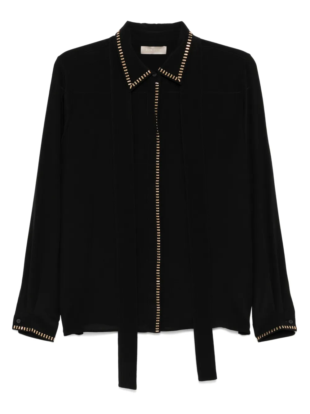 

Шелковая рубашка, украшенная заклепками Elie Saab, черный