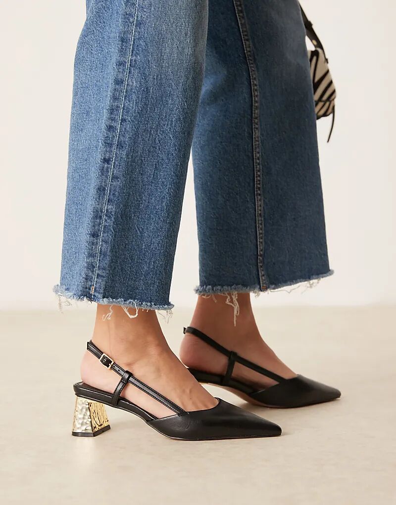 ASOS DESIGN Стильные туфли на среднем каблуке с открытой пяткой, черного цвета