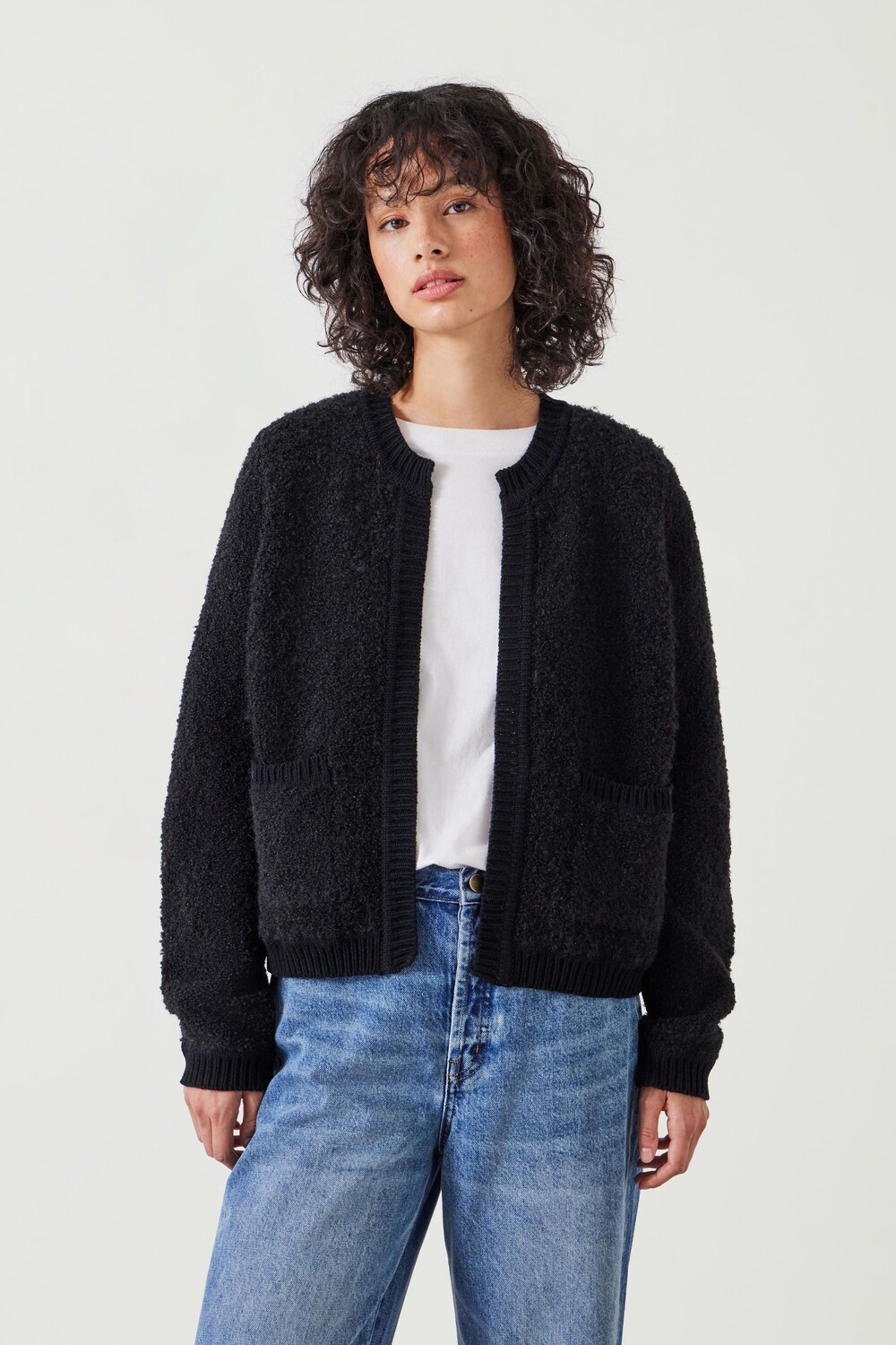 

Кардиган Tai boucle от края до края из 100% хлопка Hush, черный