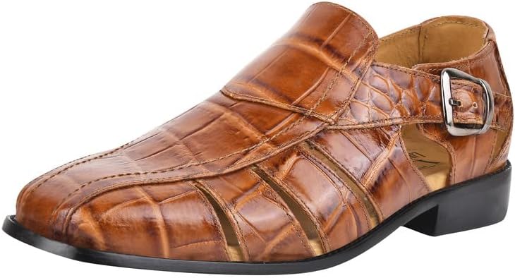 

Мужские сандалии LIBERTYZENO с закрытым носком из натуральной кожи для взрослых с пряжкой, модель Fisherman, на Рождество, Cognac