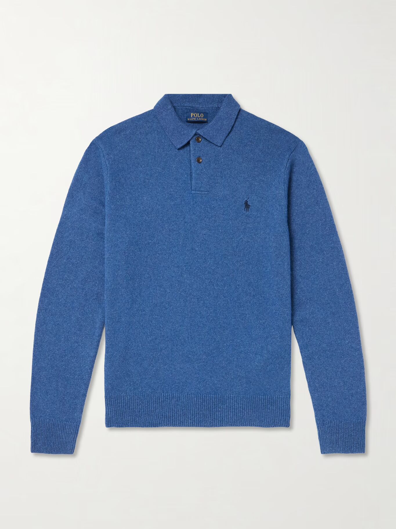 

Рубашка поло из смеси шерсти и хлопка с вышитым логотипом POLO RALPH LAUREN, синий