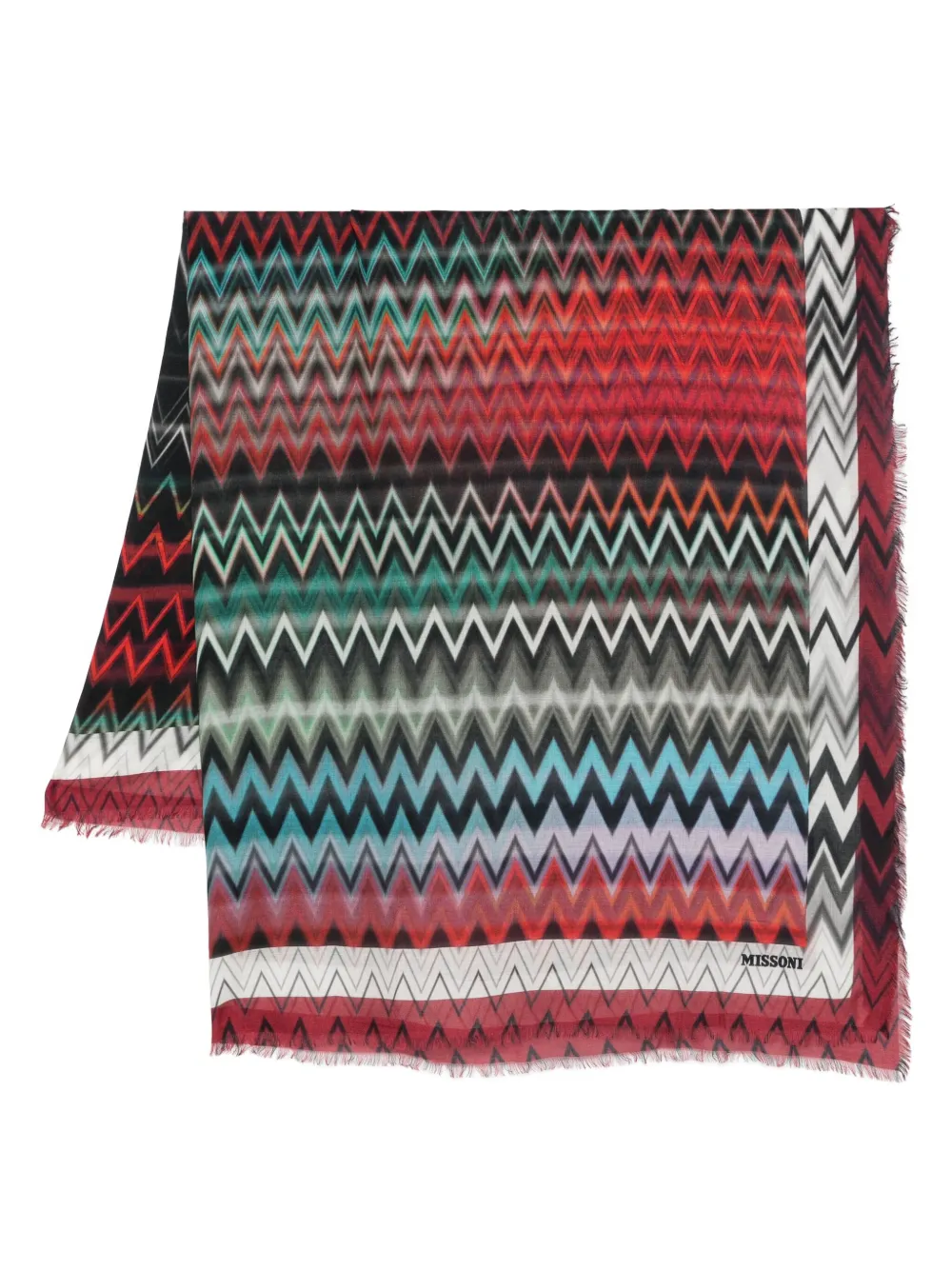 

Шарф с зигзагообразным бахромой Missoni, красный
