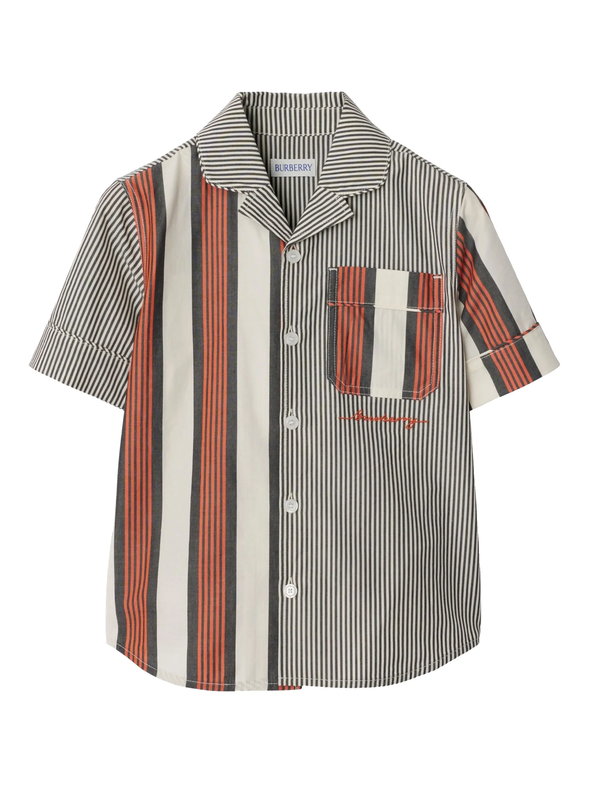 

Полосатая рубашка Burberry Kids, серый