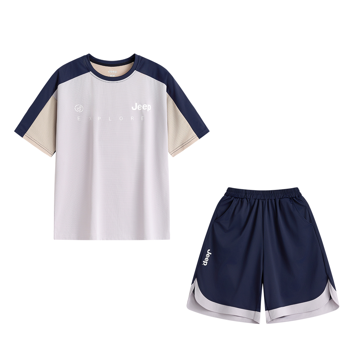 

Спортивный модный дышащий комплект одежды 2025 Summer Teenagers Jeep, темно-синий