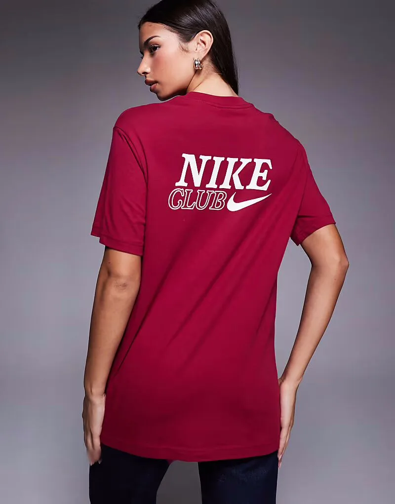 Футболка Nike оверсайз с красным принтом на спине