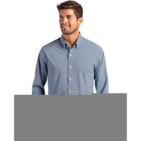 

Мужская длинная рубашка Skyline Epic Confidence Recycled Gingham Big & Tall Cutter & Buck, Pale Blue Navy Blue