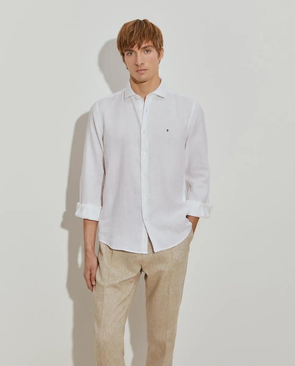 

Мужская рубашка slim fit из льна с эффектом гаража Lion Of Porches, белый