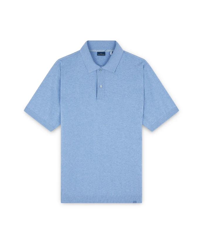 

Хлопковая рубашка-поло с льняными деталями Paul & Shark, синий