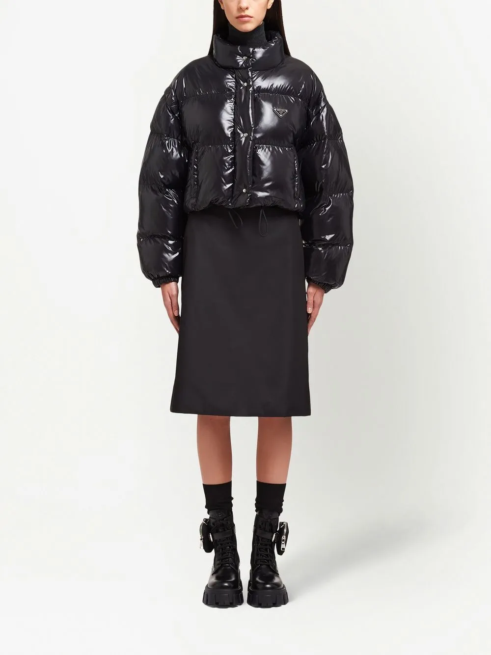 Пуховик Prada Re-Nylon трансформируемый, черный