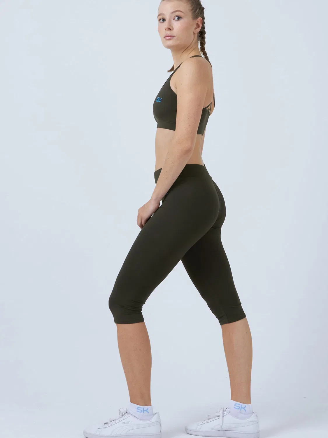 Узкие леггинсы Sportkind 3/4 Sport Leggings цвета хаки — фото 3