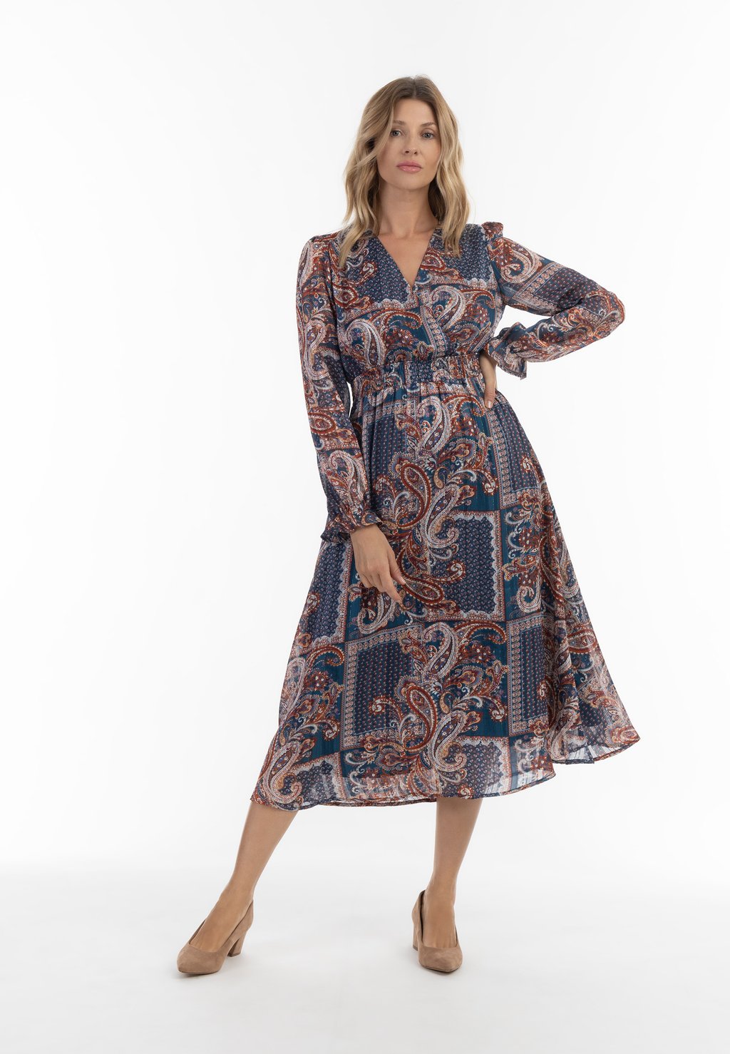 

Повседневное платье MIT PAISLEY PRINT NOWLES usha, синий