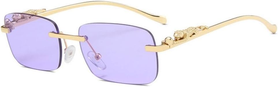 

Модные прямоугольные солнцезащитные очки без оправы для женщин в стиле ретро с леопардовым принтом и прозрачными линзами, мужские солнцезащитные очки с защитой от УФ-излучения UV400 generic, Purple