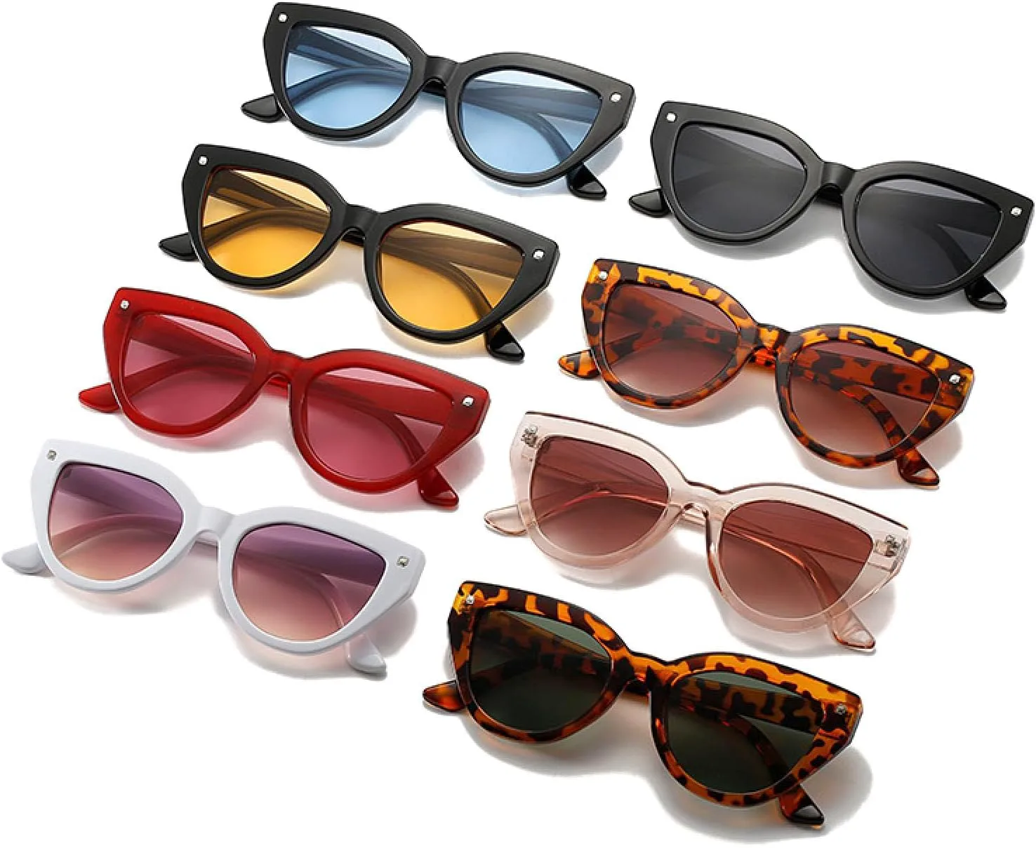 

Солнцезащитные очки «кошачий глаз» для женщин с заклепками, мужские солнцезащитные очки синего цвета с защитой от УФ-излучения UV400 DSVIGF, Leopard Dark Green