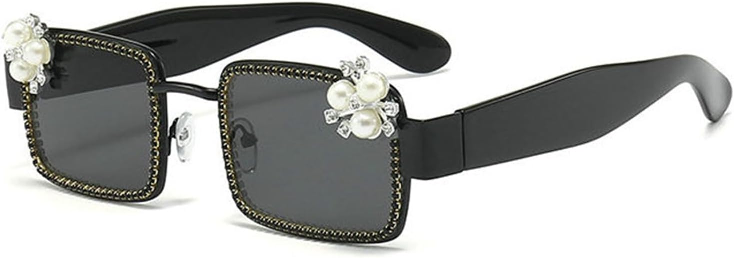 

Женские солнцезащитные очки Helena Trendy Square Rhinestones с блестящими стразами, модные кристальные очки для вечеринок, сверкающие бриллиантовые очки для женщин, Black