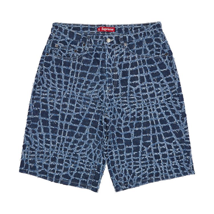 

Шорты Supreme Frayed Croc Baggy Denim Short, Indigo