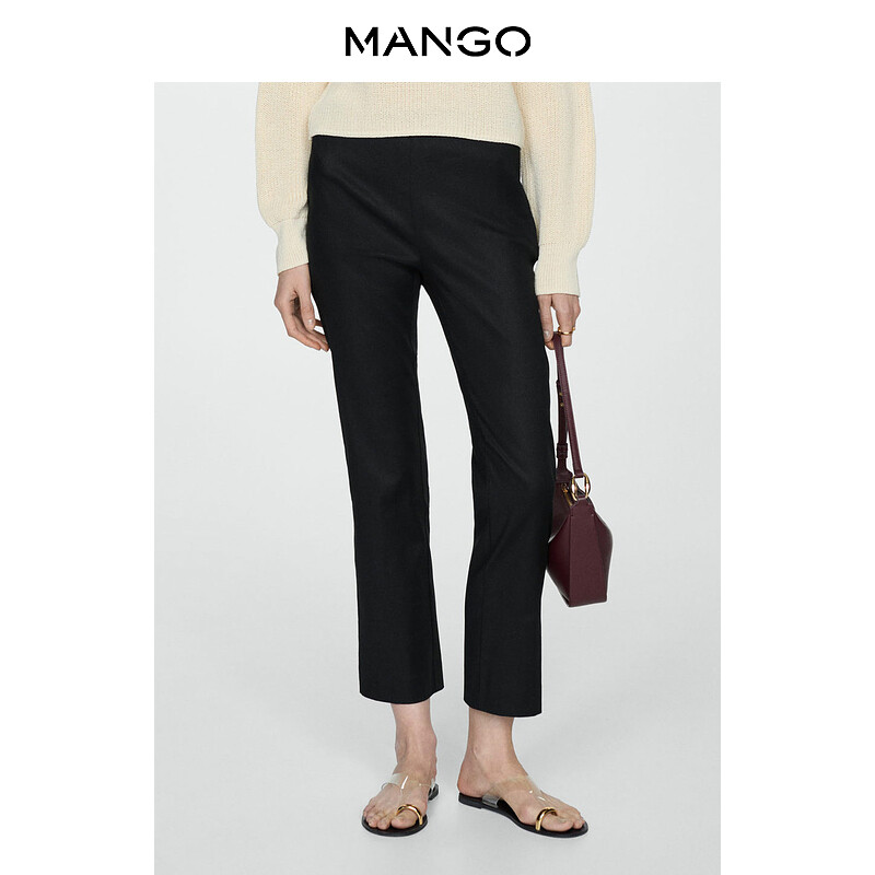 

Женские брюки Mango из смеси хлопка и льна, зеленый