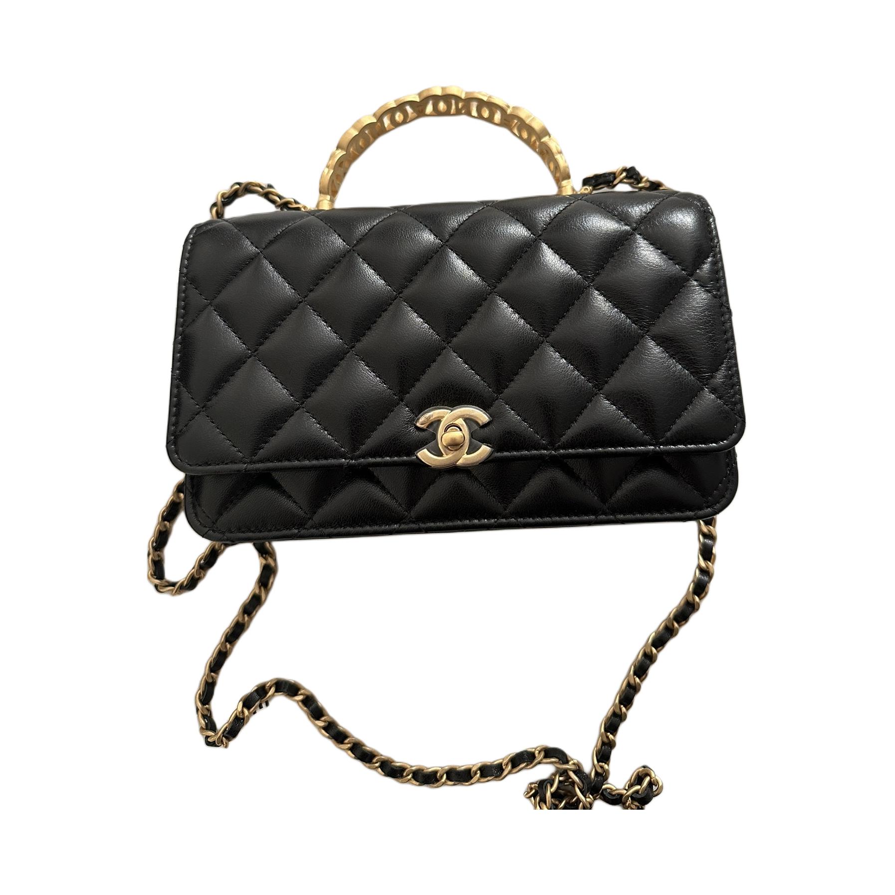 

Блестящая кожа ягненка наплечная сумка, кроссбоди, женский кошелек-клатч black CHANEL, Box(Set+Box)