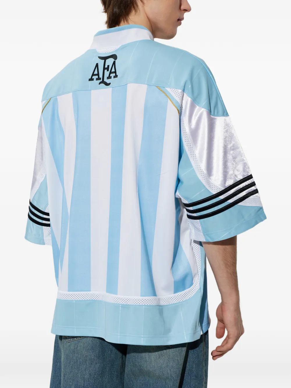 Футболка с V-образным вырезом в полоску Adidas, синий — фото 4