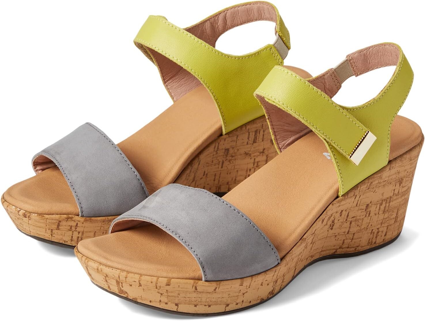 

Туфли на танкетке Summer Naot, цвет Smoke Gray Nubuck/Soft Lime Leather