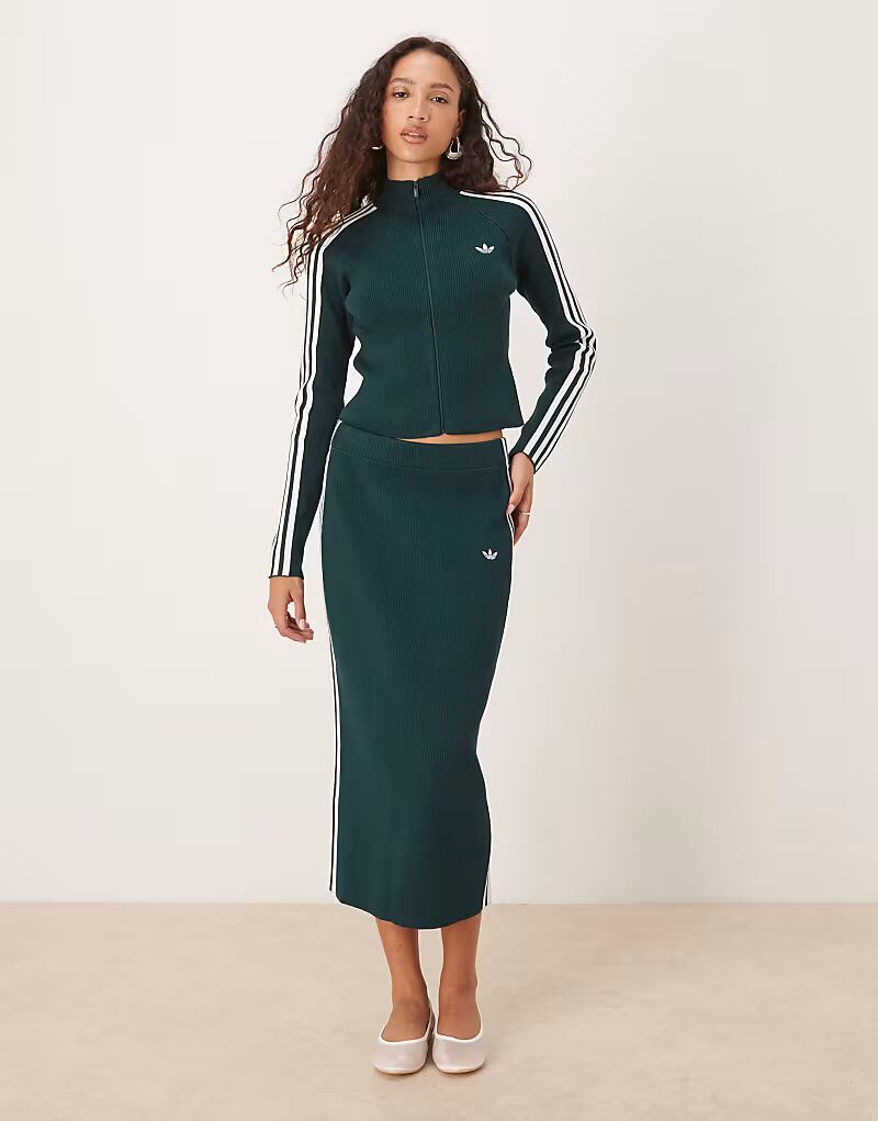 

Трикотажная юбка Adicolor Three Stripe зеленого цвета Adidas Originals