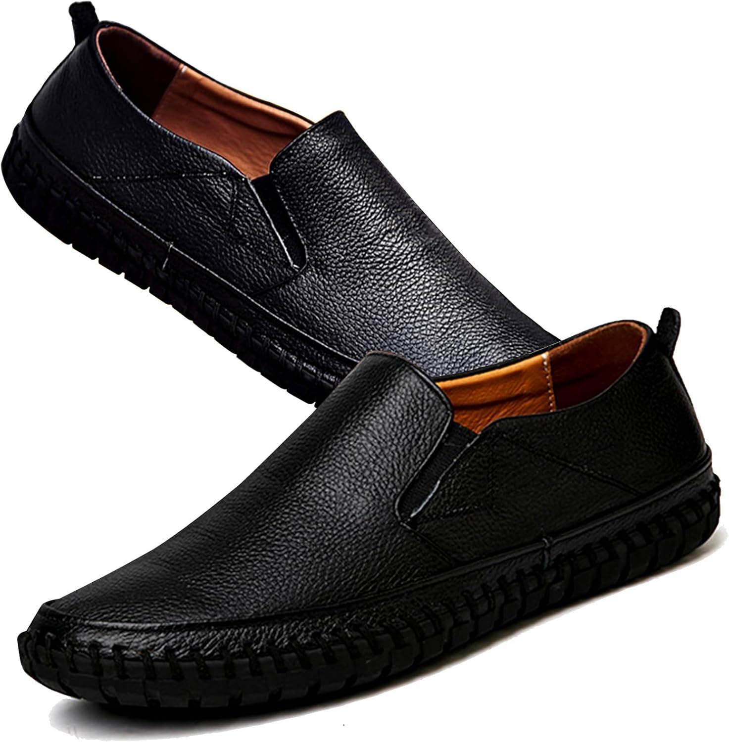 

Мужские лоферы повседневные лоферы пенни туфли кожаные и ходьбы, плоские, повседневные лодочные, легкие, дышащие, без шнурков, мужские туфли-бобы Secondwinterdj, черный