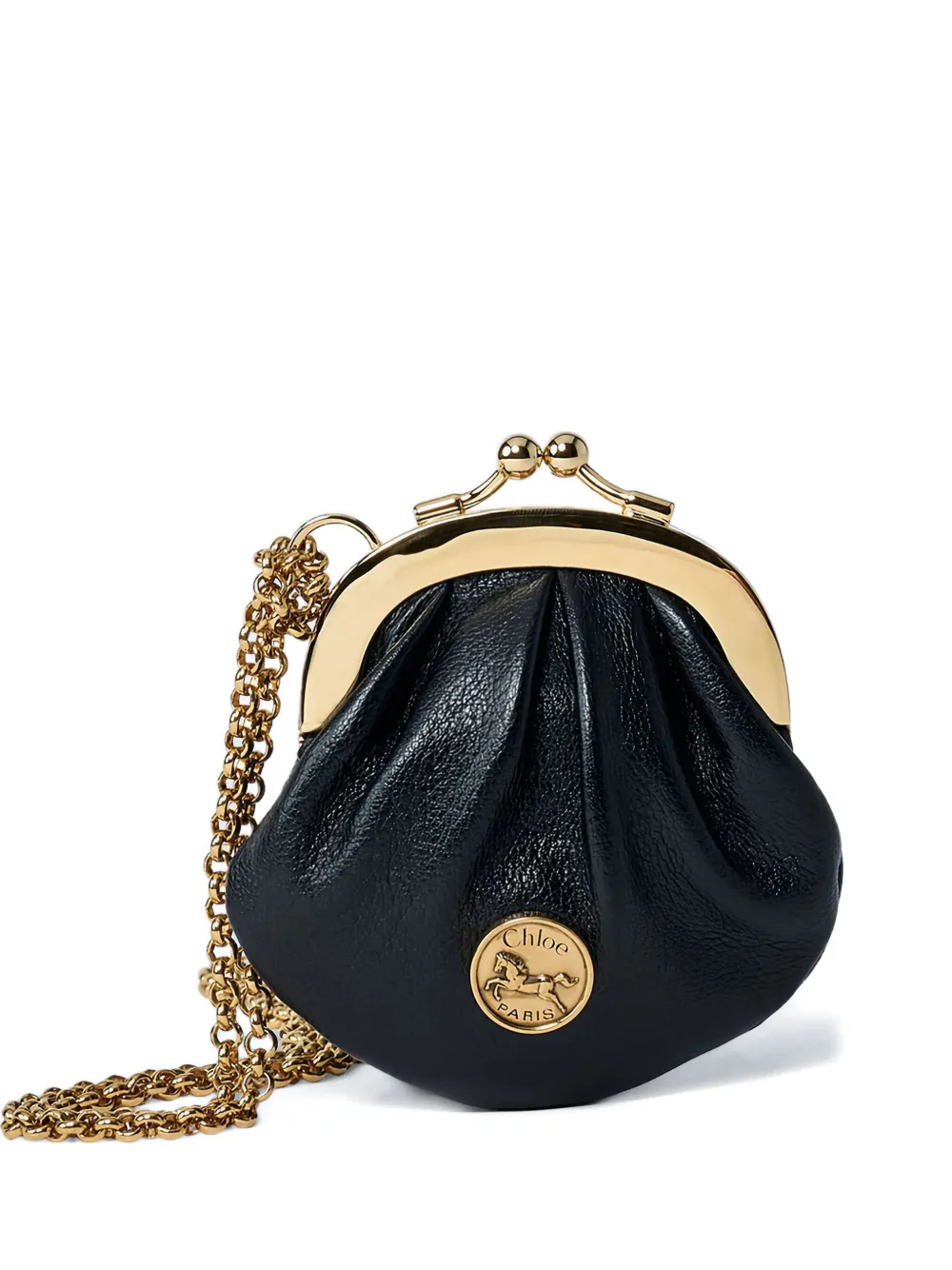 

Клатч из кожи с цепочкой и логотипом Chloé, черный