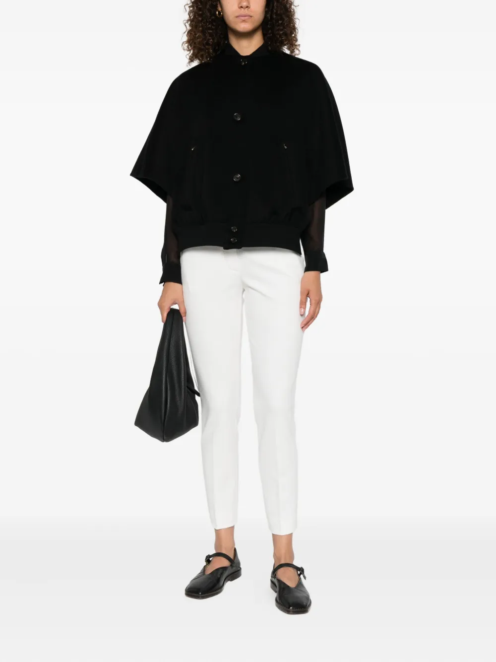 Куртка-накидка с застежкой на пуговицы MAX MARA, черный — фото 2