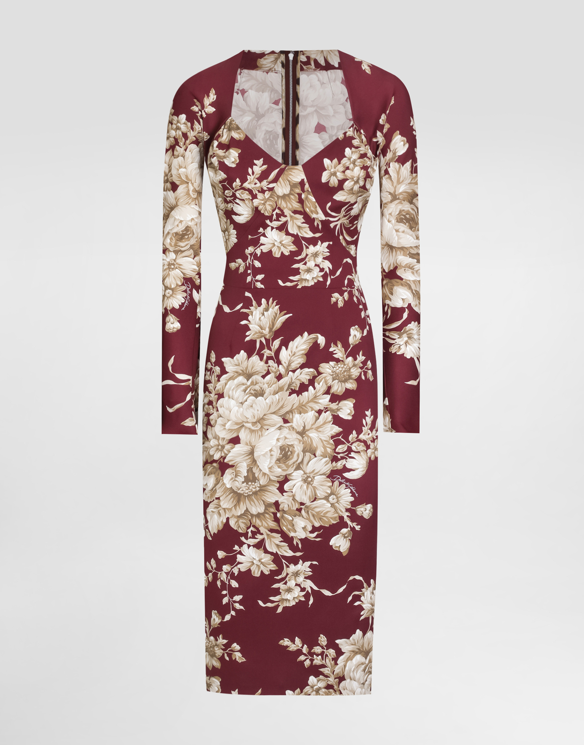 

Платье из шармеза с принтом роз Dolce & Gabbana, принт