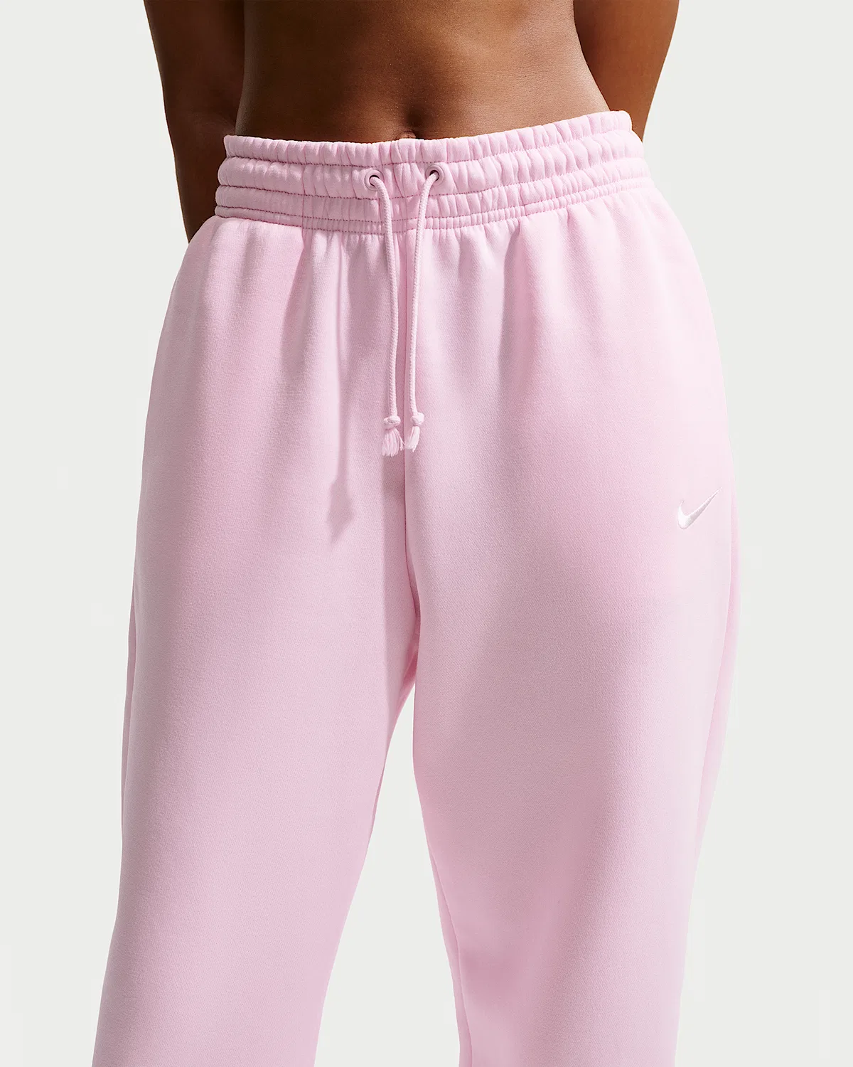 Женские свободные спортивные штаны с завышенной талией Nike Sportswear Phoenix Fleece, Pink Foam/Sail — фото 2