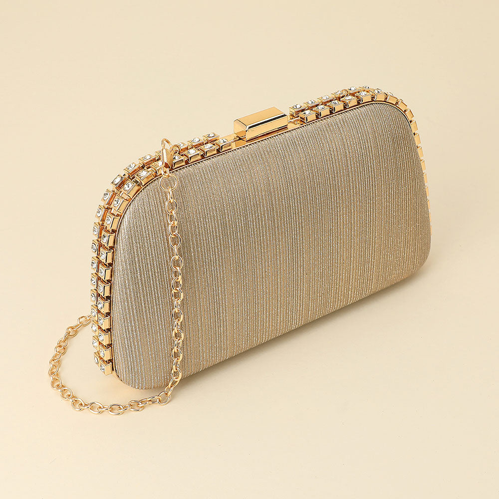 

Вечерняя сумочка-клатч через плечо с отделкой стразами FASHNZFAB, золото