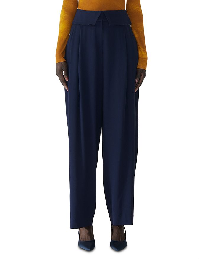

Брюки плиссе со складчатым поясом Jason Wu Collection, синий