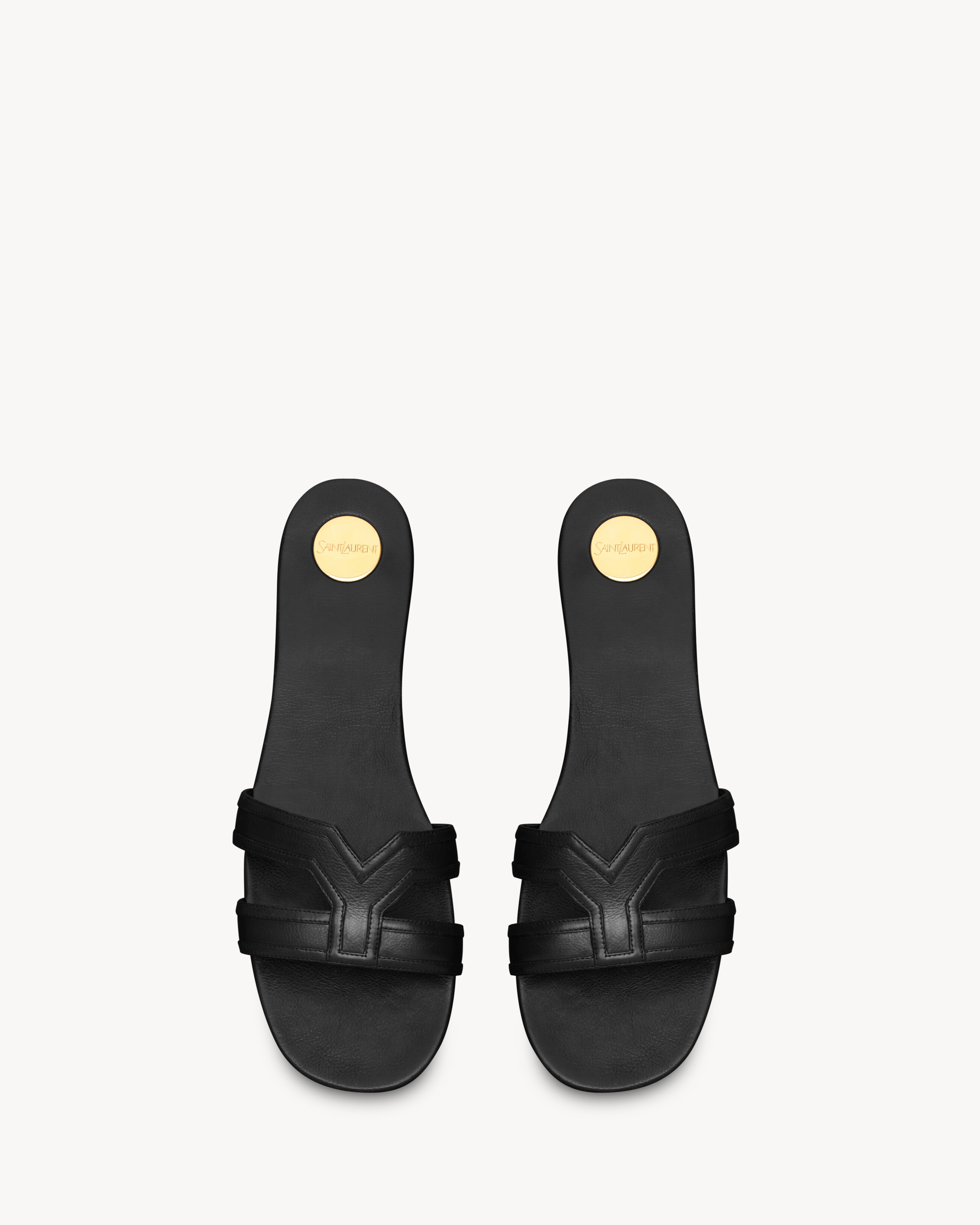 Шлепанцы MABROUKA из гладкой кожи SAINT LAURENT, черный