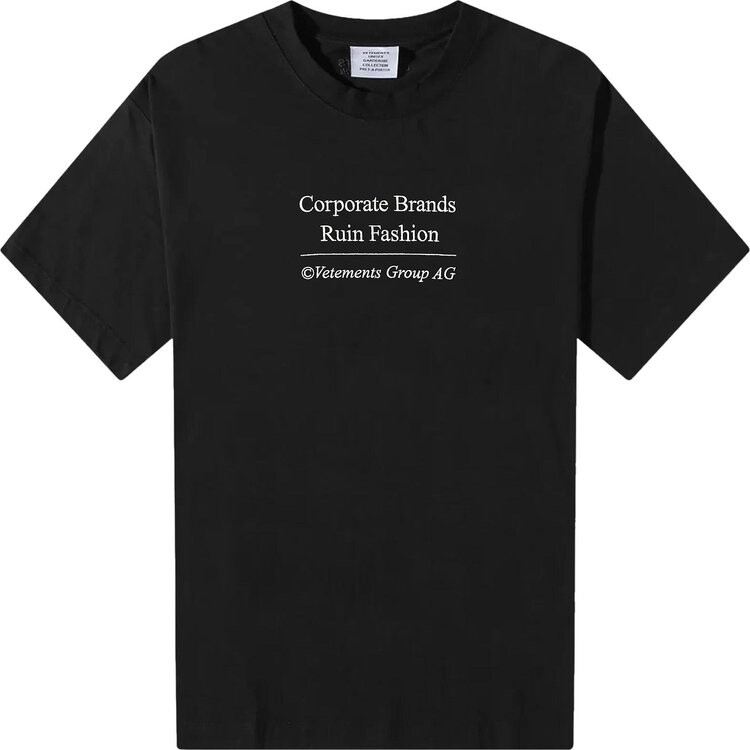 

Футболка Vetements Corporate Brands Ruin Fashion 'Black', черный