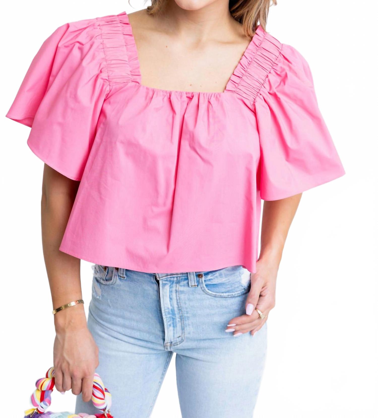 

Розовый топ с квадратным вырезом из поплина Karlie