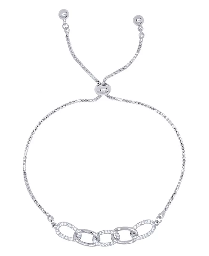 

Регулируемый браслет-боло с овальными звеньями из кубического циркония Macy's, серебряный