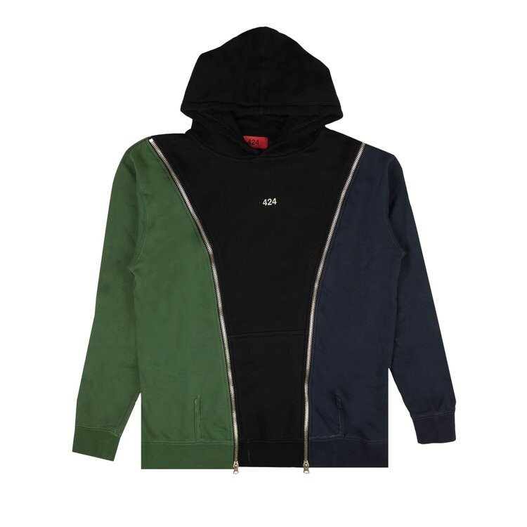 

Толстовка 424 Reworked Hoodie 'Black/Navy/Green', разноцветный