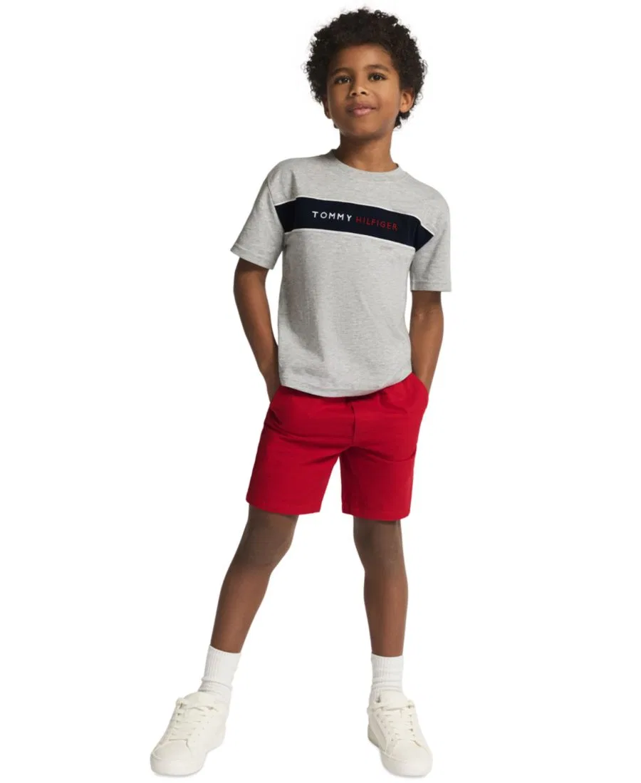 Детский комплект из футболки с круглым вырезом и шорт (2 размера, 2T-7) Tommy Hilfiger, красный