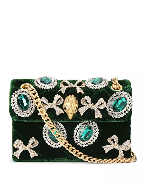 

Миниатюрная бархатная сумка через плечо Kensington с декоративной отделкой Kurt Geiger London, черный