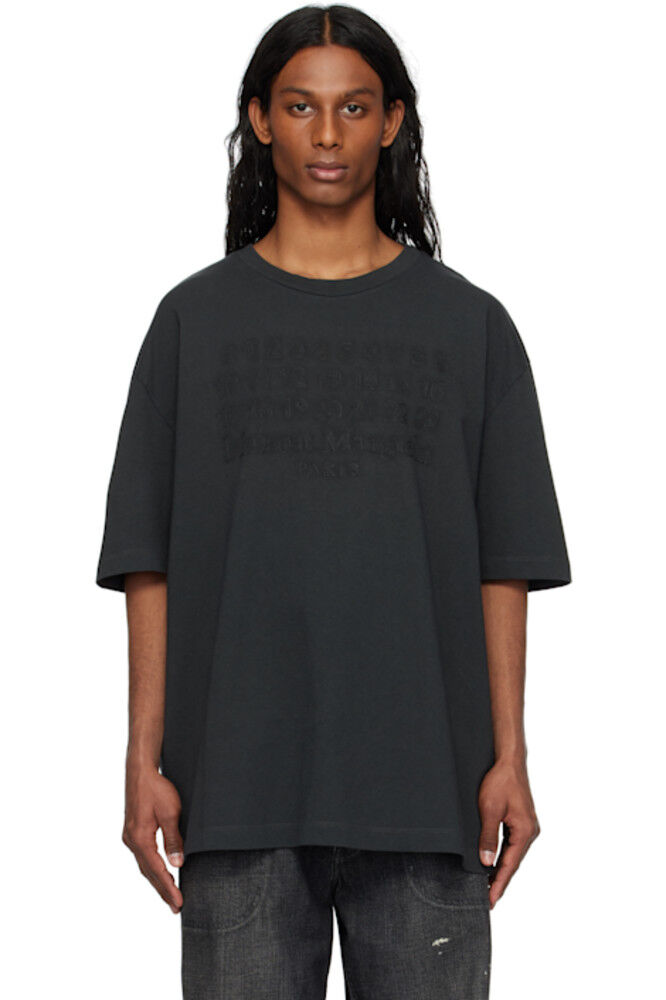 

Черная футболка с вышитым логотипом Maison Margiela