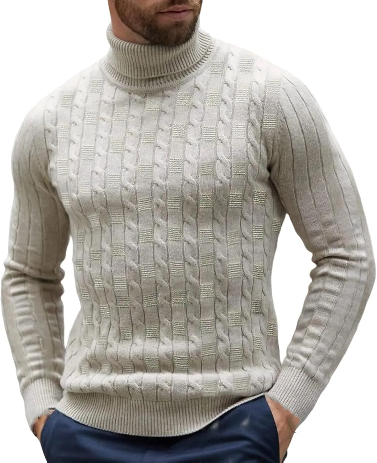 

Yarova мужской пуловер — тонкий вязаный свитер с длинными рукавами и воротником-стойкой