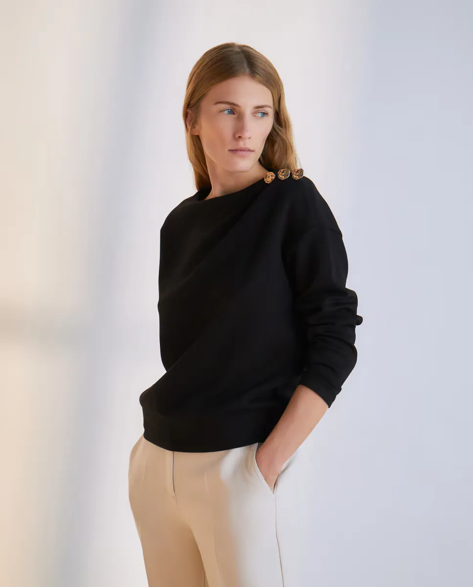 

Женский свитшот с драпировкой и пуговицами Woman El Corte Inglés, черный