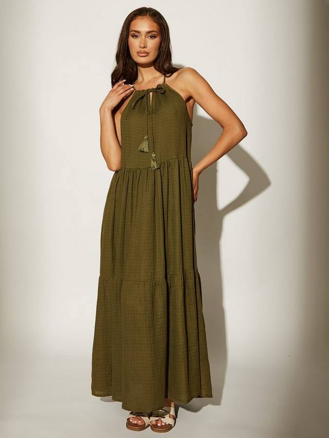 

Текстурированное миди-платье с завязкой спереди South Beach, Green