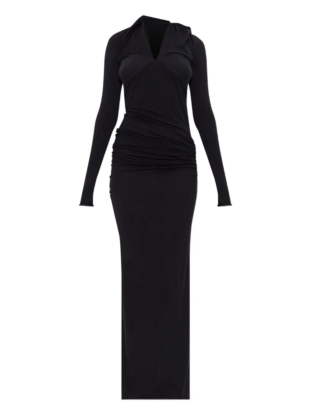 

Макси-платье с драпированной горловиной-хомут ENTIRE STUDIOS, черный