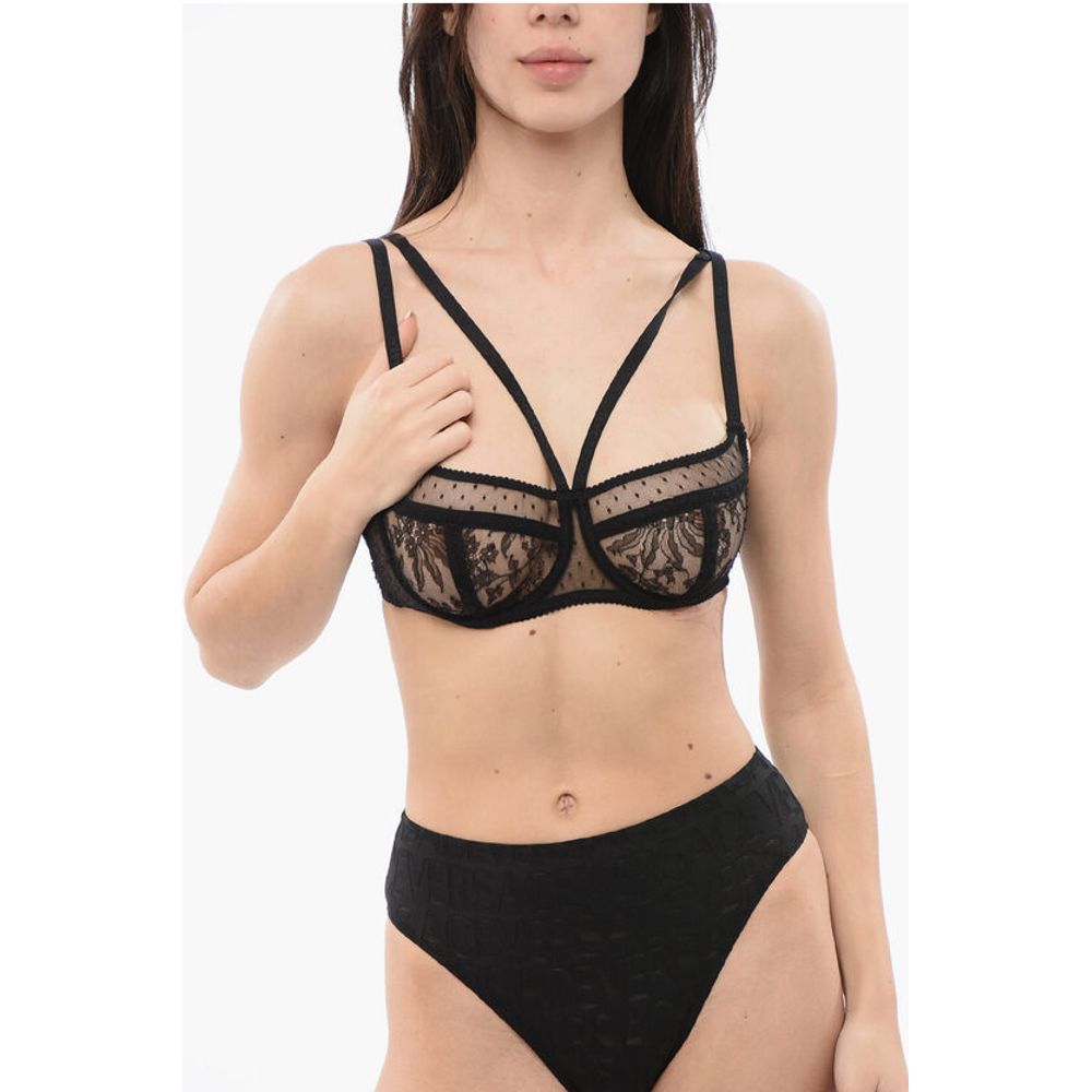 

Кружевной бюстгальтер с логотипом на косточках Dolce & Gabbana, Black