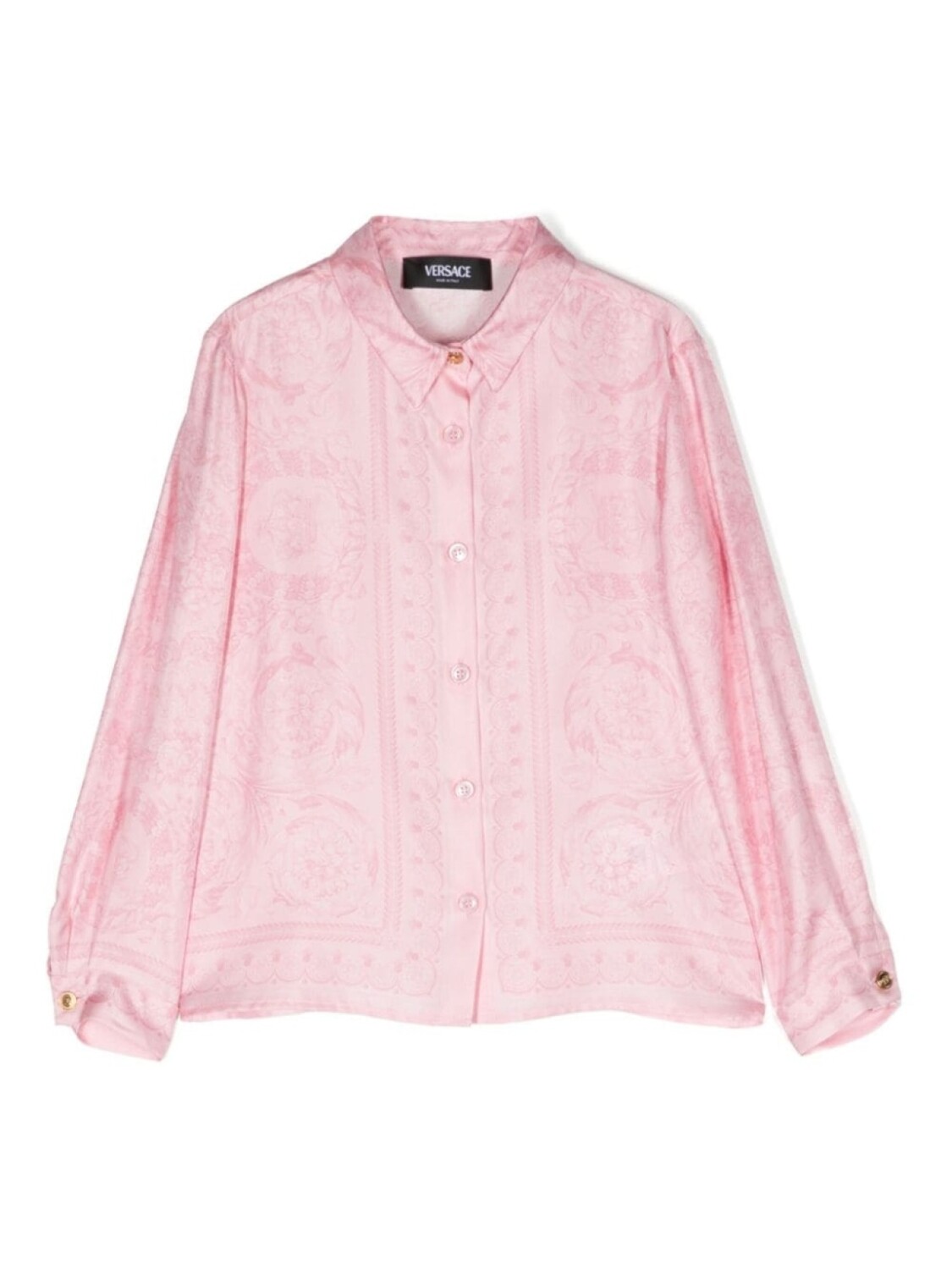 

Versace Kids шелковая рубашка с принтом Barocco, розовый