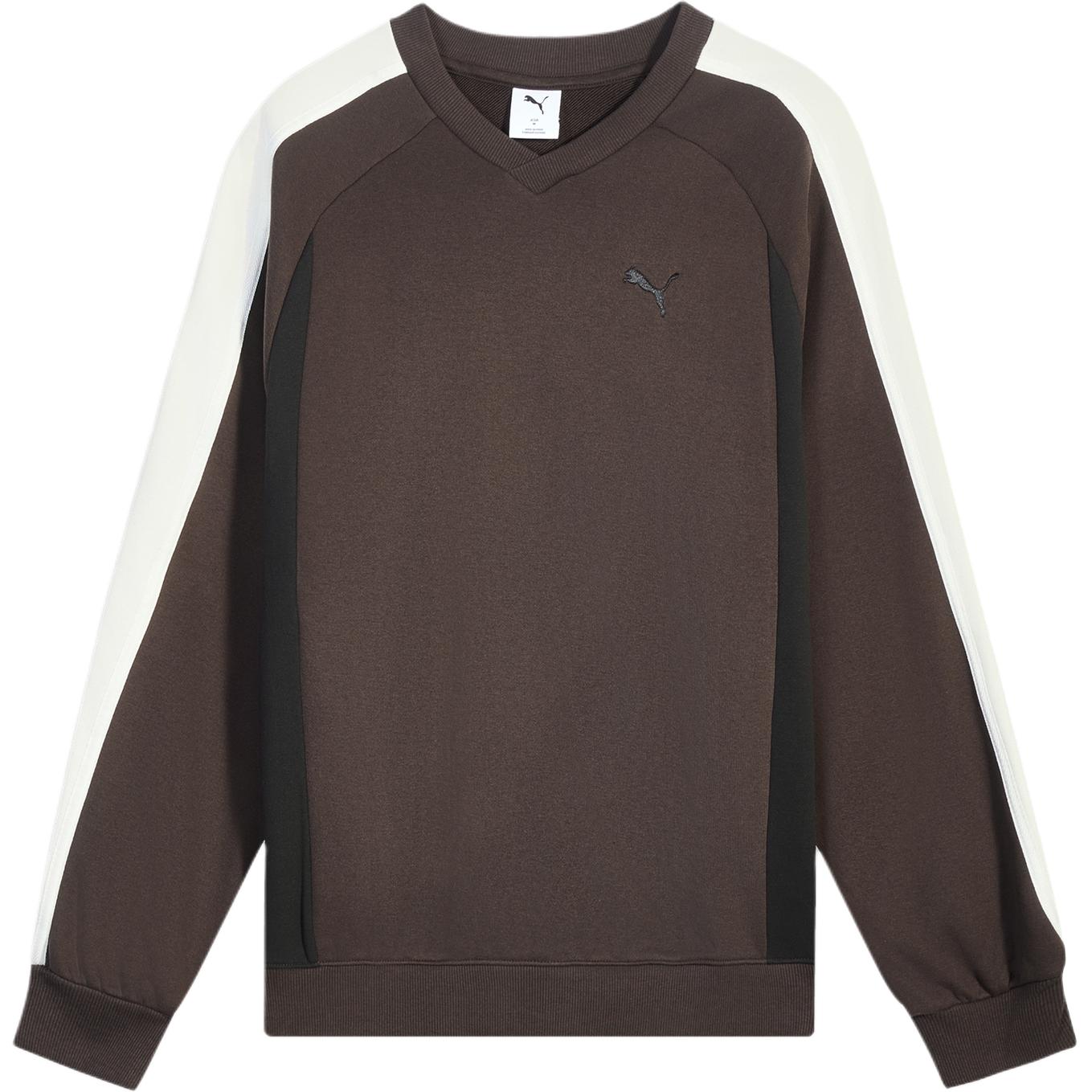 

Puma Мужская толстовка T7, шоколадно-коричневого цвета, с V-образным вырезом, средней толщины