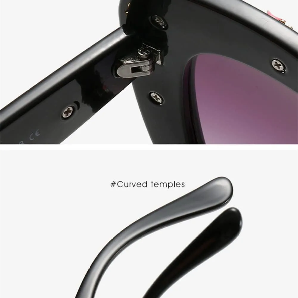 

Современные винтажные солнцезащитные очки «кошачий глаз» для женщин, дизайнерские солнцезащитные очки, модные розовые оттенки, женский цветочный декор MTZJH, Red