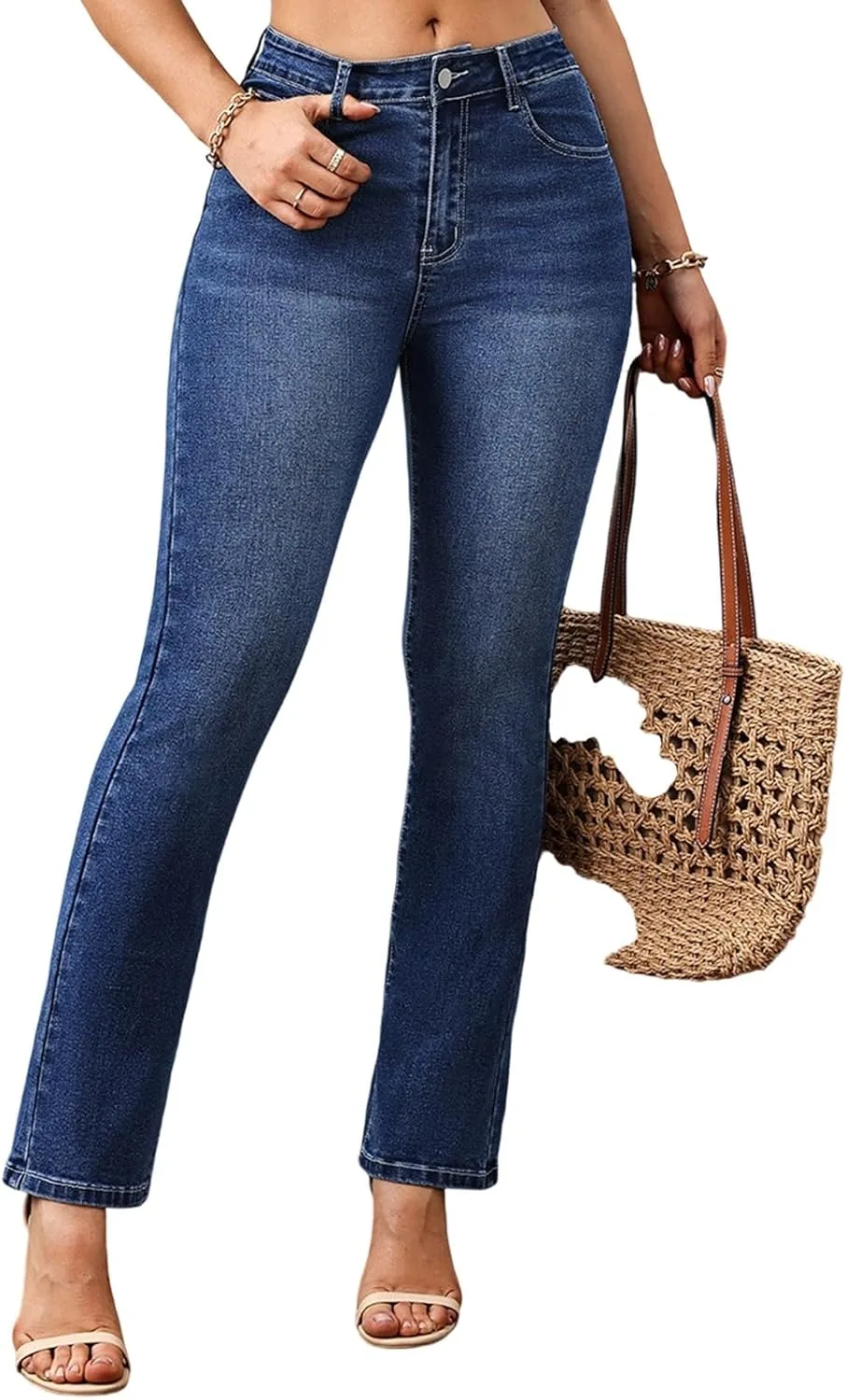 

Женские скинни джинсы high waisted stretchy denim с карманами