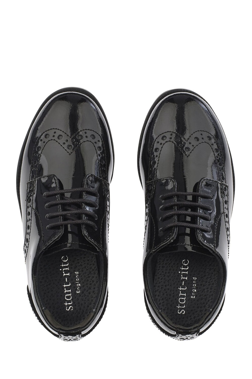 Черные школьные туфли Start-Rite Brogue Pri со шнуровкой из лакированной кожи F Fit Start Rite, черный — фото 2