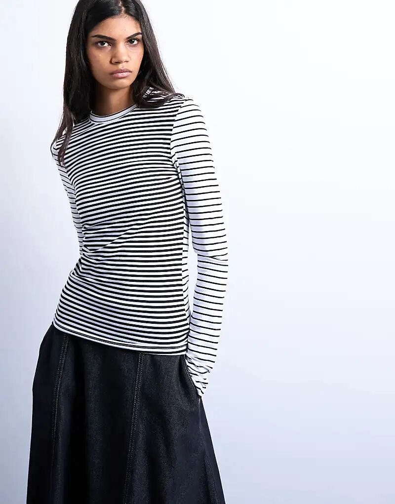 

Однотонный лонгслив Topshop с контрастной полоской на спине и длинными рукавами